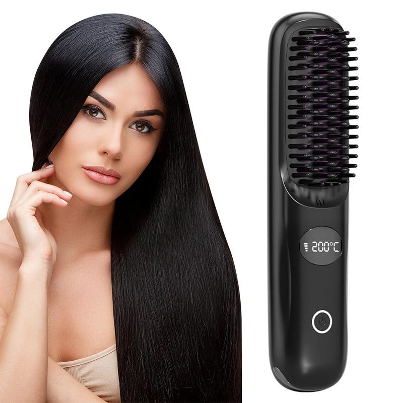 Escova de Cabelo Portátil- Brush Straightener