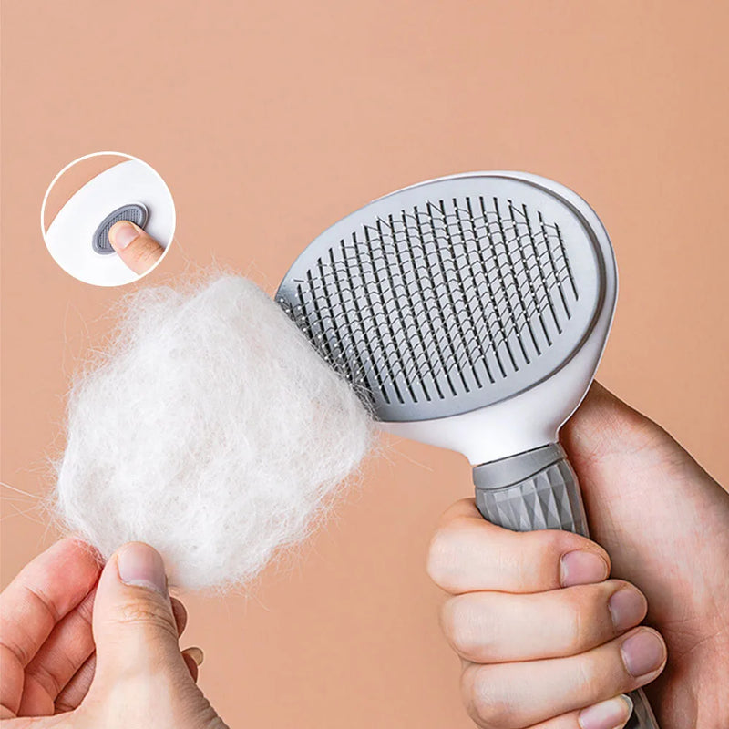 Escova removedora de pelos de aço inoxidável para cães e gatos.