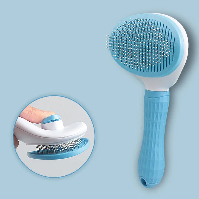 Escova removedora de pelos de aço inoxidável para cães e gatos.