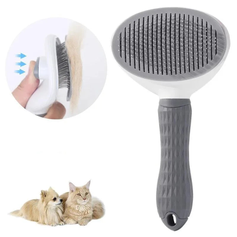 Escova removedora de pelos de aço inoxidável para cães e gatos.