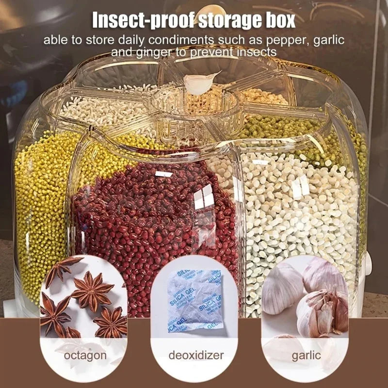 Dispenser Giratório Storage Pro -Recipiente de armazenamento de grãos giratório 360°