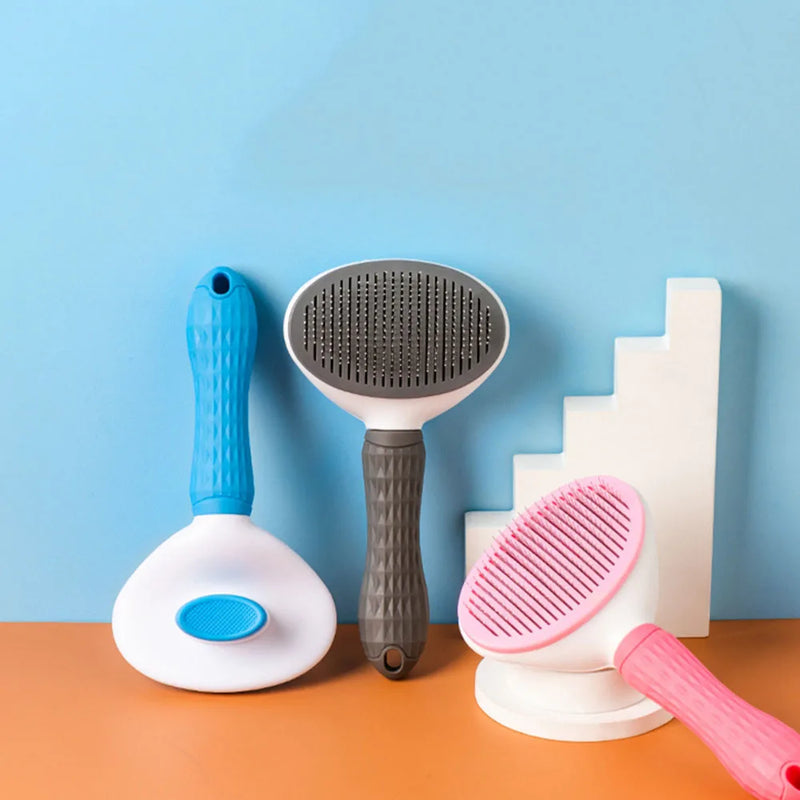 Escova removedora de pelos de aço inoxidável para cães e gatos.